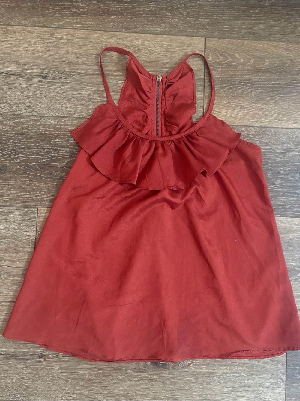 Charlotte Russe Ruffle Zip Rust Tank